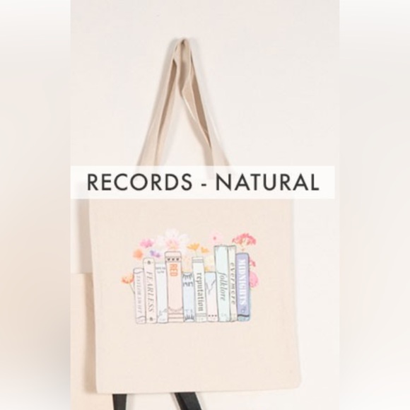 COPY - Taylor Swift canvas tote bag over the shoulder floral album name book de… - Picture 4 of 7